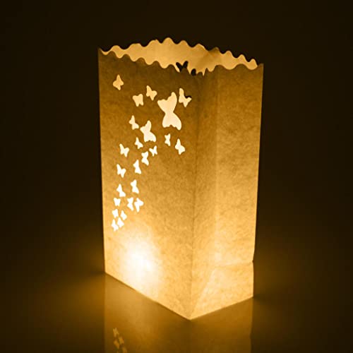 ATORSE® 10Pcs Butterfly Design Candle Bags Candle Lantern Bags White