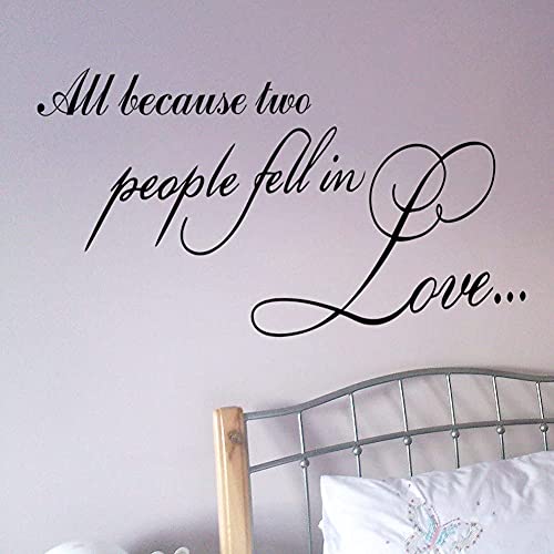 VVWV People Fell in Love Quotes Wall Stickers Couple Bedroom Living Room Kids Room Motivational Quotes Office L x H 55 x 40 Cm