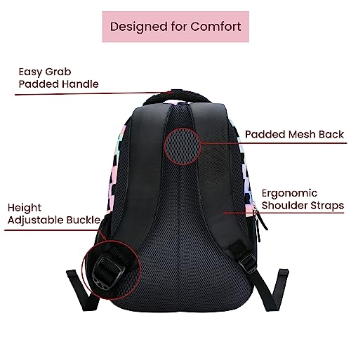 Genie Iridescence School Bag for Girls, 17 inch Backpack for Women, 3 Zips Water Resistant Stylish and Trendy College Backpacks for Girls. 27 litres