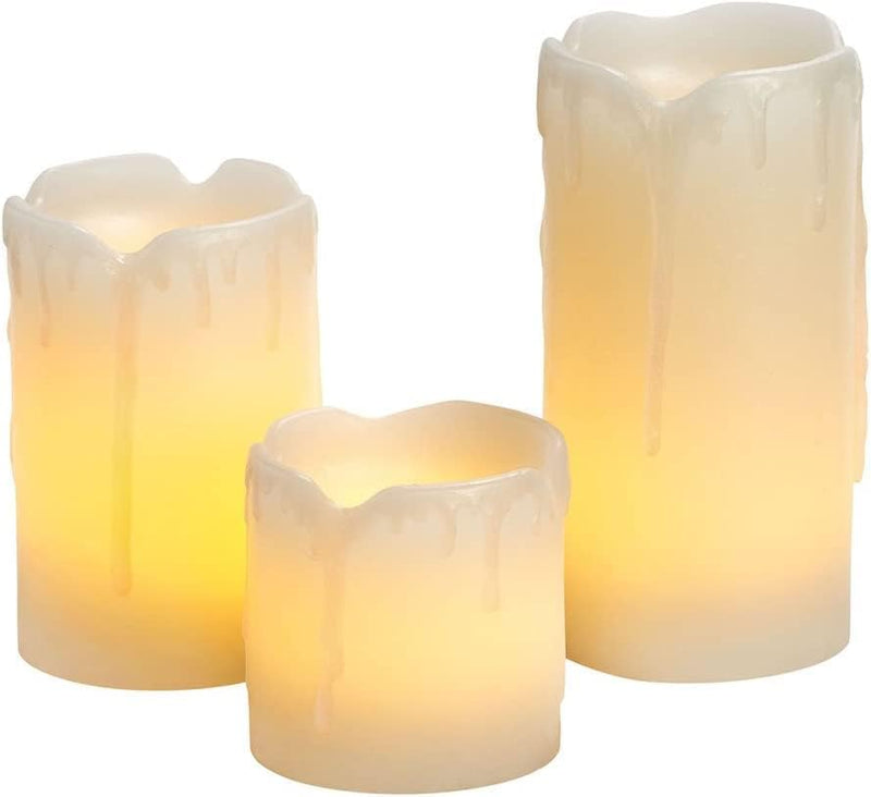 The Decor Affair Tranquil Harmony LED Candle Trio: Smokeless, Dripless, Eco-Friendly, Home Decor Lights, Pack of 3, White