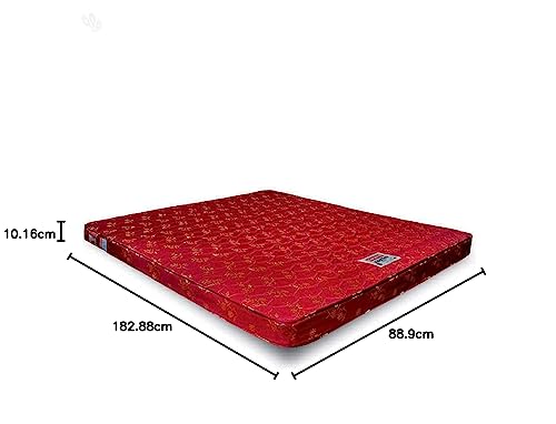 Coirfit Health Plus 4-inch with SrtX��Technology Single Size Rubberised Coir Mattress (Maroon, 72x35x4)