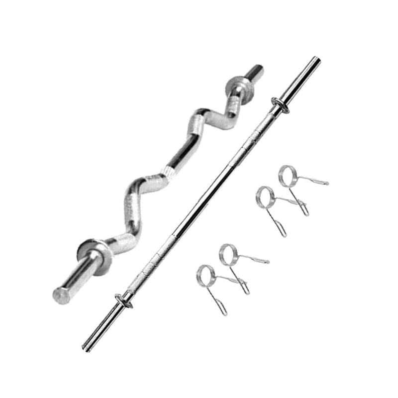 SX Fitness Weight Lifting Rod, Gym Bar, Chrome Plated Steel Gym Rod, 3 Feet Curl Bar and 4 feet Straight Bar for Exercise, Fitness and Home Gym with Locks19-20MM