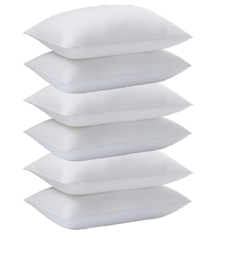 VLYSIUM Microfiber 20x26 in Set of 6, Pillows, Soft Density for Stomach and Back Sleepers, Standard, Pack of 6, White, 26 in L x 20 in W - Plain White