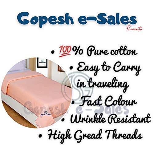 Gopesh e-Sales® Printed Border Single Bed AC Dohar || Pure Cotton Light-Weight Summer AC Blanket || गर्मी में ओढ़ने ने वाली चादरें|| (Pack of 1) Peach