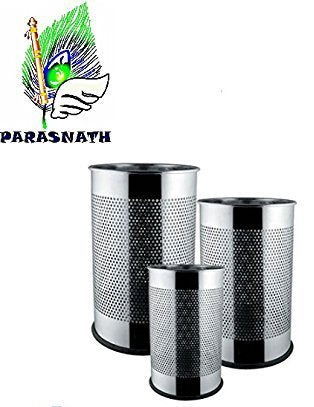 PARASNATH Stainless Steel Perforated Open Dustbin/ Garbage Bin Small, Medium and Large(Silver)- Set of 3