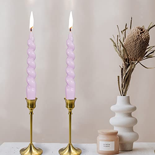 2-Pack of High-Performance, Long-Lasting, Smoke-Free & Drip-Free Spiral Wax Candles - Ideal for Relaxation, Ambiance, and Special Occasions - 5 Hour Burn Time, 7.5 Inches Tall (Purple)