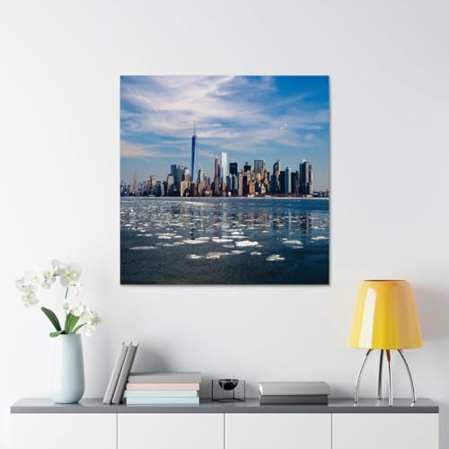 GADGETS WRAP Canvas Gallery Wrap Framed for Home Office Studio Living Room Decoration (17x17inch) - Sea & Building Scenery