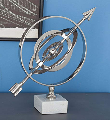 Deco 79 28534 Aluminum and Ceramic Armillary Sphere Sculpture, 13" x 7", Silver/White