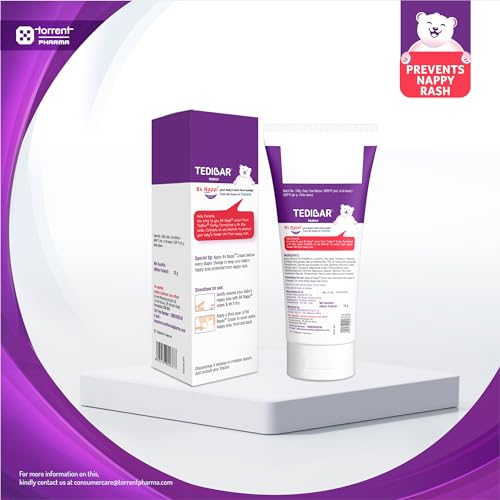 B4 Nappi Cream TEDIBAR B4 Nappi Diaper Rash Cream for Babies 75g | Forms protective layer from faecal irritation | Soothes and moiturises baby's Nappy Area | Clinically Recommended - By Torrent Pharma