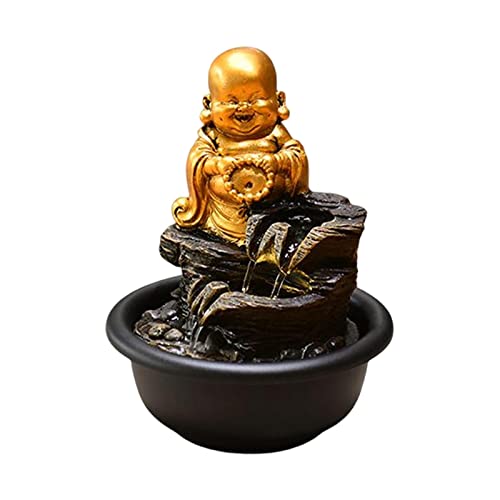 CALANDIS® Tabletop Water Fountain Buddha Statue for Office Farmhouse Birthday Gifts Smile Buddha | 1 Tabletop Fountain(Us Adapter)