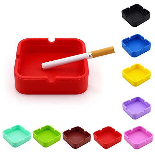 UJEAVETTE® Silicone Ashtray Cigarette Ash Tray Pub PVC Ashtray Garden Black