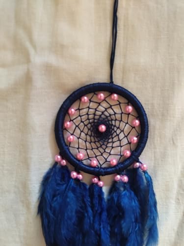 UV HANDICRAFTS Dark Blue Dream Catcher Handmade Hangings for Positivity Ideal for Home Decor, Gift, Wall Hangings, Meditation Room, Yoga Temple, Wind Chime & Car Feather Hanging(Pack of 1)