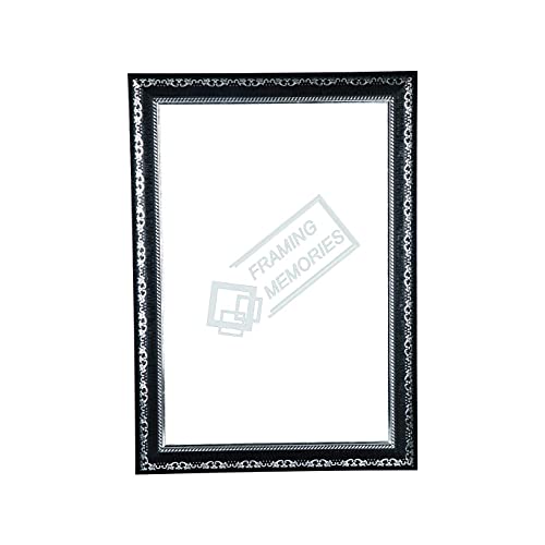 Cheval Glasses Decorative Wall Mirror for Bathroom with Engineered Wood Frame (Black, 16 X 20 Inches)