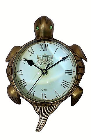 Brass Tortoise Clock Paper Weight Wall Hanging Fengshui (Size 6 Inches) Gola International