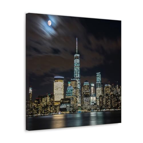 GADGETS WRAP Canvas Gallery Wrap Framed for Home Office Studio Living Room Decoration (17x17inch) - New York City During Nighttime