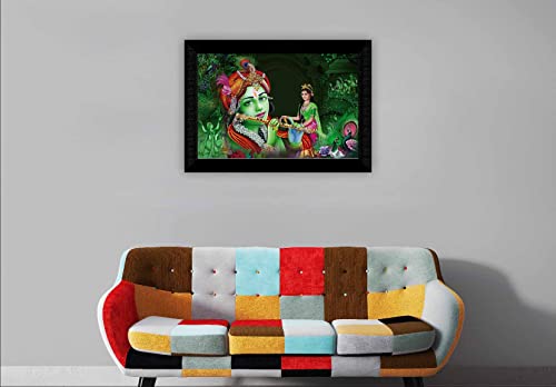 SAF Pack of 1 Radha krishna religious modern art wall painting with framed for living room 11 inch x 14 inch CANFM31413