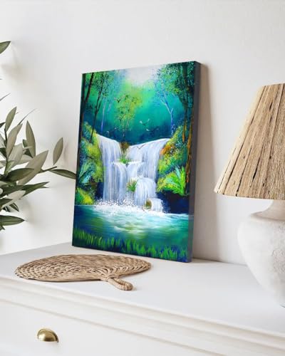 GADGETS WRAP Canvas Gallery Wrap Framed for Home Office Studio Living Room Decoration (9x11inch) - Stunning Waterfall Oil Painting