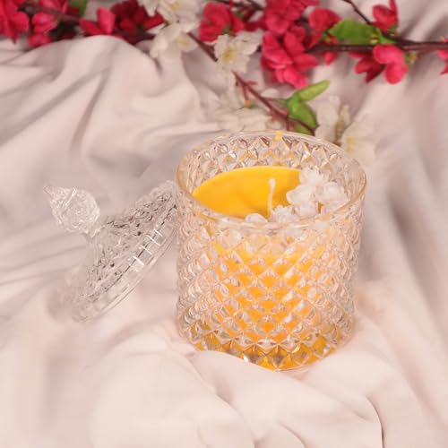 CANDLEVANNAH Aroma Scented Glass Soy Wax Customize Flower Jar Candle, 648gm, 50+ Hrs| Luxury Aroma Therapy Flower Jar Design | Scented Candles for Home Decor Gift Set Customize Colour & Scent.