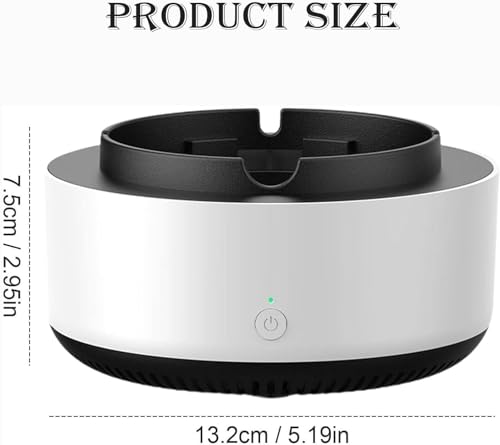 Divik Smokeless Ashtray for Office, Car, Indoor & Outdoor Use Self Extinguishing Ashtray Anti -Odor Electronic Ashtray with Dair Purifier 2 in 1, Multifunctional Smokeless Ashtray (1Pcs) (White)