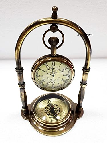 Decor Instruments Antique Brass Table Clock Compass Style Nautical Maritime Ship Desk Clock Office Decor