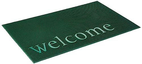 Amazon Brand - Solimo Antislip Rubber Rectangular Welcome Door Mat for Home & Office, Traps Dirt (Green, 38 X 58 Cm)