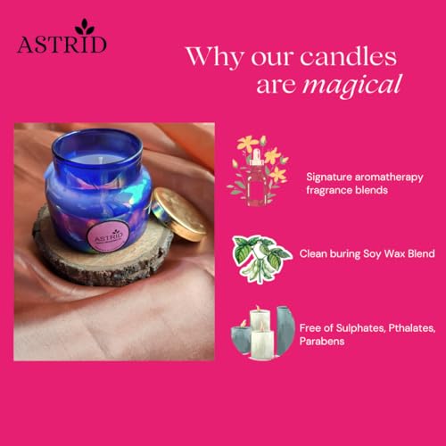 Astrid Detoxification Blue Jar Candle | Organic Soy Wax | Long Lasting Fragrance | Ideal for Home Decor & Gifting