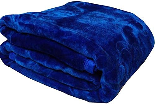 MFI Blankets All Weather Soft Warm Mink Solid Colour Ultra Soft Floral Double Bed Light Mink Winter Blanket/Quilt/Razai Blue