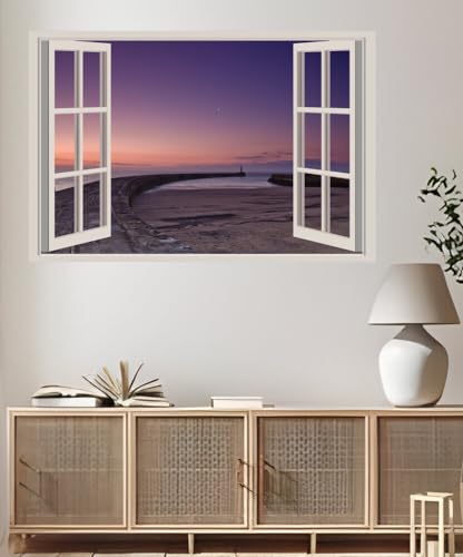 JVERF - JZZA24021 Lighthouses Sea Coast| Self-Adhesive Open Window Wall Sticker