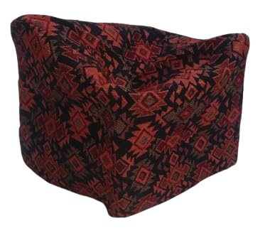 Wool Blend Southwestern Geometric Pattern Throw Blanket, 127 cm x 152 cm, Burgundy and Black