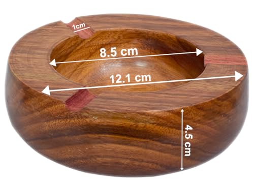 Handmade Round Original Wooden Cigarette Ashtray Outdoors and Indoors Ashtray-5.9 inches Ashtray SET OF 1