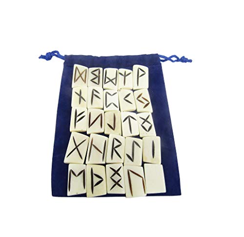 CircuitOffice 25 Piece Bone Rune Set, for Occult, Pagan, Magical, Divination, Charms, Metaphysical, Wicca