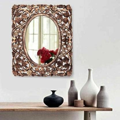 VAS Collection MDF Mirror Frame for Wall Decor,Bedroom,Living Room,Bathroom & Hallway,21"x18" (Black Golden)