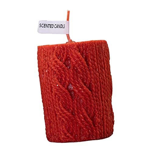 ATORSE® Mini Yarn Candle Flameless Decorative Romantic for Holiday Valentines Dating Red