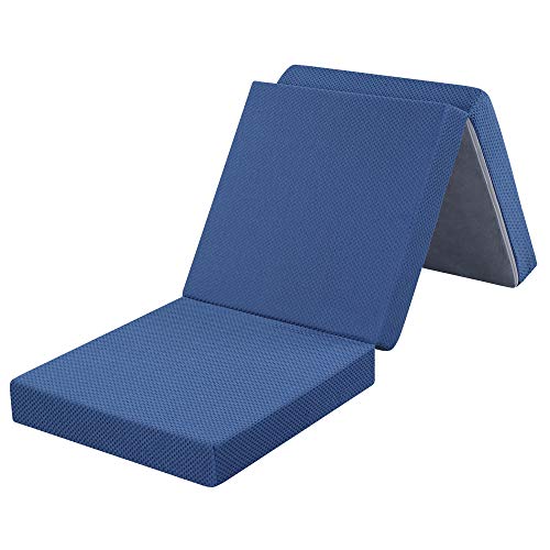 Olee Sleep Tri-Folding Memory Foam Topper, 4' H, Blue