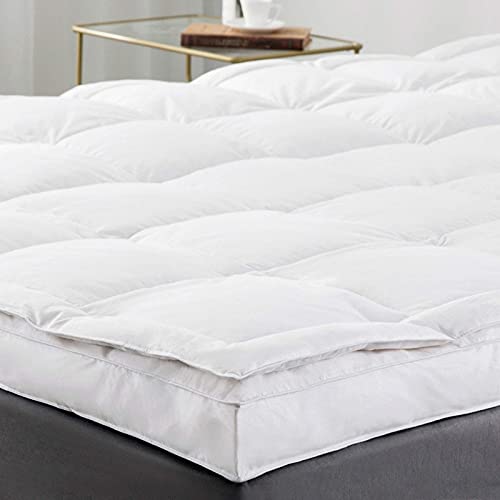 Dashing Fabrics Very Soft Goose Down and Feather Topper Mattress, 72x78 Inch, (White) with 2 feather Pillow 20x30