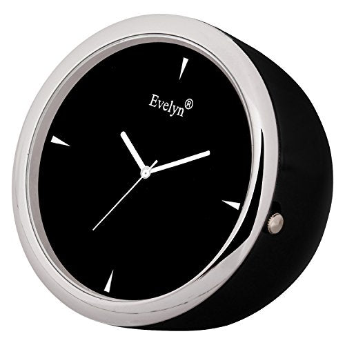 Evelyn Metal Analog Classic Round Table Clock (Black, 0.2 Inch X 0.4 Inch X 0.4 Inch)