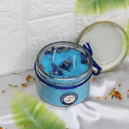 Arka Surya Crystals Beautiful Hand Poured Ocean Scented Glass Jar Candle for Relaxing Addition to Your Home