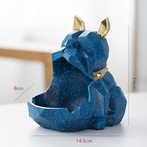 MYADDICTION Geometry Shar Pei Ashtray Centerpiece Statue for Indoor Outdoor Desk Gift Blue