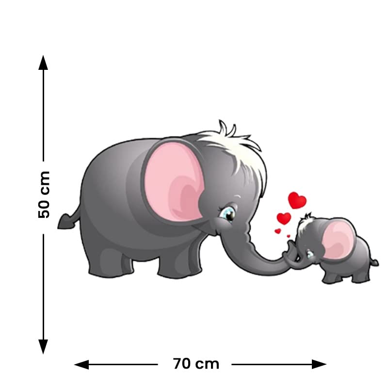 Mom and Kid Elephant Self Adhesive VinylWaterproof Decorative Wall Stickers for Hall, Bedroom, Kitchen and Furniture