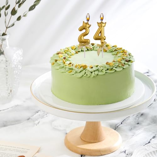 AOOLADA 24th 42nd Birthday Candles, Gold 42 24 Year Old Cake Topper Number Birthday Candles, Happy Birthday Party Decorations Gifts for Women Men