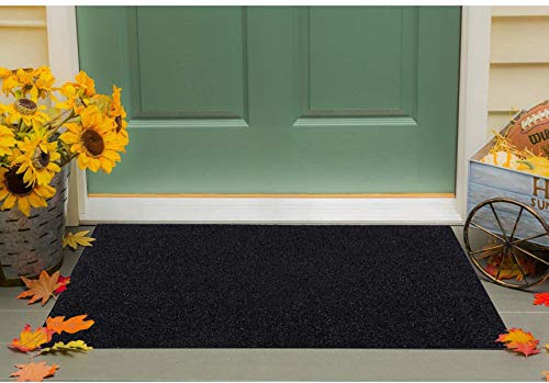 Amazon Brand - Solimo Rubber Anti Slip 1 Piece Medium Size Door Mat 24'X36'' (Black), Large Rectangle