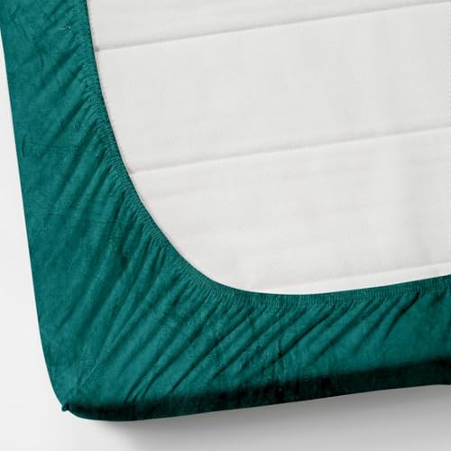 DANVIRA Velvet Warm Winter Solid Flannel Elastic Fitted Bedsheets for Double Bed King Size 90x100 inches with 2 Pillow Covers | Double Bed Warm Bedsheet with Elastic - Fitted (Sea Green)