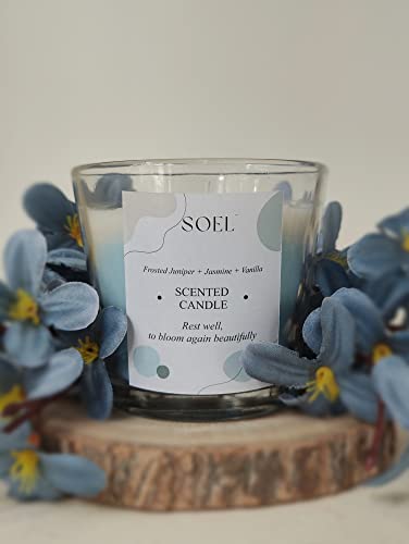 SOEL Tri-Cone Color Block Candles - Pack of 2 (Vanilla + Cedarwood + Lavender & Frosted Juniper + Jasmine + Vanilla)