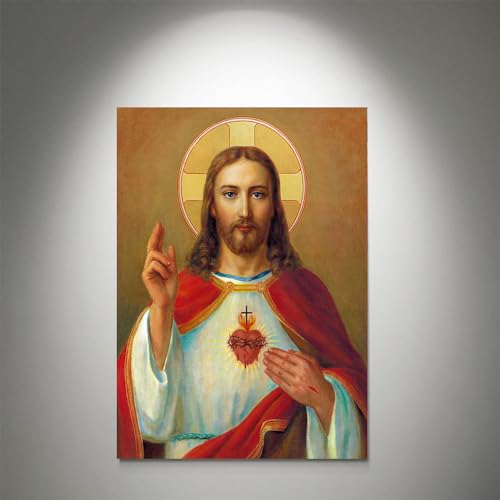 GADGETS WRAP Canvas Gallery Wrap Framed for Home Office Studio Living Room Decoration (11x17inch) - The Most Sacred Heart Of Jesus