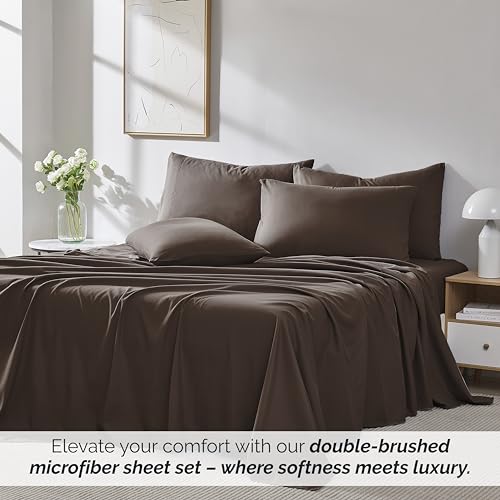 Southshore Fine Linens (TM) Aspen Springs 6 Piece - Extra Deep Pocket Sheet Set - CHOCOLATE BROWN - California King