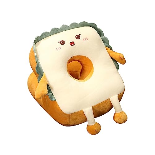 CALANDIS® Cute Toast Nap Pillow Seat Cushion Pad Ice Silky Cloth Travel Pillow 25X30Cm Happy | 1 Nap Pillow