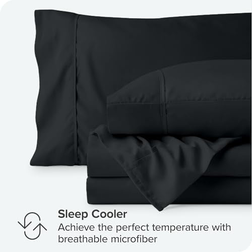 Ivy Union Premium Ultrasoft Wrinkle Resistant Microfiber Sheet Set, Full XL (Full XL, Black) by Ivy Union