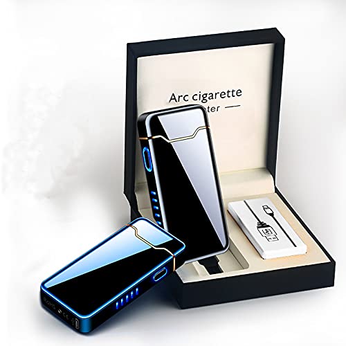 VOFFY ARC LED Lighter with Smart Finger Touch Sensor USB Electric Lighter Flameless Windproof Rechageable Double Plasma Arc Lighter for Cigarette-Fancy Stylish,Cigar,Gift & Outdoor/Indoor(Balck)