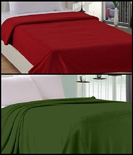 Goyal's ® Double Fleece Blanket Set of 2 (Red & Green)