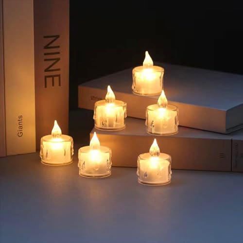 The Decor Affair 24 Pcs Flameless Electric Candles: A Collection of Flickering Tea Lights Offering a Realistic Candlelight Effect